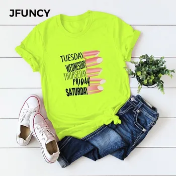 JFUNCY Moterų Vasaros marškinėliai Prarasti Medvilnės Atsitiktinis Plius Dydis-trumpomis Rankovėmis Moteriška T-shirt Mados Marškinėliai