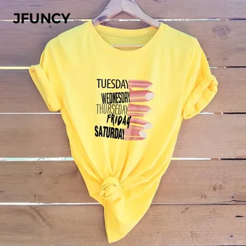 JFUNCY Moterų Vasaros marškinėliai Prarasti Medvilnės Atsitiktinis Plius Dydis-trumpomis Rankovėmis Moteriška T-shirt Mados Marškinėliai