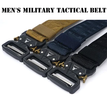 HSSEE naujų non-slip guzas tekstūros vyrų taktinis diržas sunkaus metalo greito atjungimo sagtis karinės armijos pistoletas diržo vyriški aksesuarai