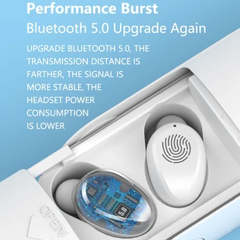 F7 TWS Bevielės ausinės Bluetooth laisvų Rankų Mados rankinės ventiliatorius LED Maitinimo įkrovimo su žibintuvėlis touch sporto ausinės