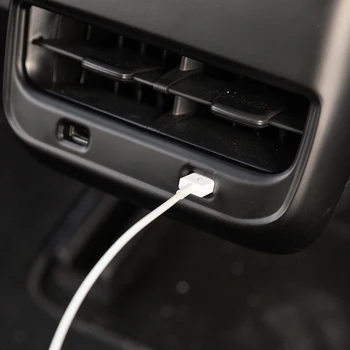 Galinės Oro Ventiliacijos Angos Dangtelio Apdaila Anti-scratch Už Tesla Model 3 Y Automobilių Reikmenys Anglies Pluošto ABS USB skylę Dangtis