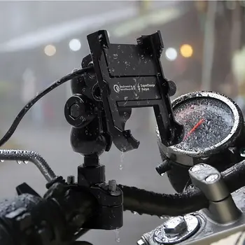 Atsparus vandeniui Metalo Motociklo Išmaniųjų Telefonų Kalno su KS USB 3.0 Greitas Įkroviklis, Motociklų Veidrodėliai Vairo Stovas Laikiklis, skirtas 