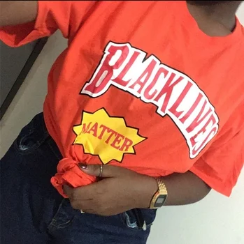 PUDO Vasaros Mados Unisex Vyrai Moterys Estetinės Tee Black Gyvena Klausimas Šūkis T-Shirt Žmogaus Teisių Lygybės Marškinėliai Orange Shir