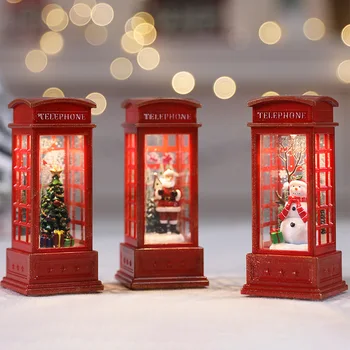 2021 LED papuošalai Kalėdų žiburiai telefono būdelė Santa Claus namų puošybai pasakų žibintai kalėdų dekoracijos