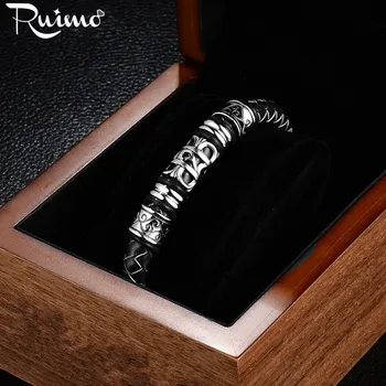 RUIMO 8mm Odos Laidas Originali Pintas Juodos Rudos, Apvalios Laidą Apyrankė