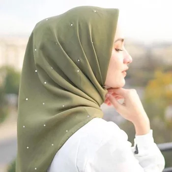 110*110cm musulmonų Blizgančiais hijab šalikas malaizija skarelė moterų moterų kvadratinės skaros galvos apsiaustas foulard femme musulman