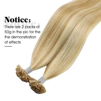 Moresoo U Patarimas Keratin Hair Extension Mašina Remy Human Hair iš Anksto surištų Sintezės Tiesiai 50G Realus Žmogaus Plaukai, Nagai