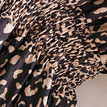 Derliaus Prabangus Leopardas Spausdinti Raukiniai Mini Suknelė Moterims 2020 Mados Peteliškė Ant Kaklo Elastinga Juosmens Ponios Suknelės Atsitiktinis Vestidos Mujer