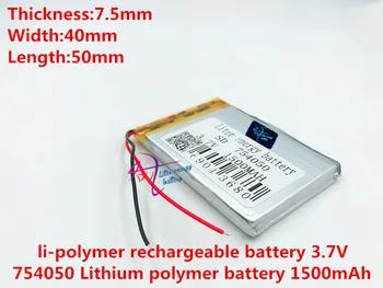 3.7 V,1500 mah,754050 polimeras ličio jonų / Li-ion baterija dvr,GPS,mp3,mp4,mobilųjį telefoną,garsiakalbis