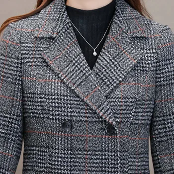 Mados šiltas vilnonis mišiniai moterų elegantiškas Dvigubo Breasted vilnoniai paltai Moterims Pledas Ilgai viršutiniai drabužiai 2020 m. žiemos Naujų drabužių