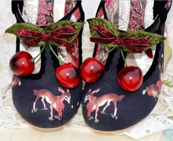 Cute girl dirželio sagtis elnias spausdinimo odiniai batai nereguliarus mažai elnias kulno batų dvigubai vyšnios aukšto kulno batų kulno elnias