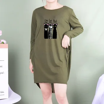 Suknelė Moterims Animaciją Kačių Spausdinti Kišenę Laisvus Suknelės Derliaus Rudenį Midi Drabužių Šalies Atsitiktinis Nėščių Moterų Plius Dydis Suknelė