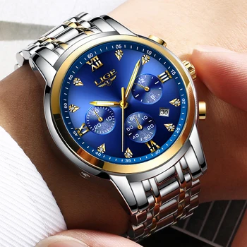 2020 Naujas LIGE Mados Vyrų Laikrodžiai Viršuje Prabangos Prekės ženklo Verslo Riešo Žiūrėti, Vyrai, Visi Plieniniai Vandeniui Kvarco Aukso Laikrodis Reloj Hombre