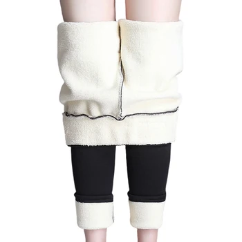 SVOKOR Žiemos Aukšto Juosmens Šiltas Storas Eggings Moterų Aksomo Fitneso Antblauzdžiai Super Ruožas Pieštuku Pants Plus Size Kietas