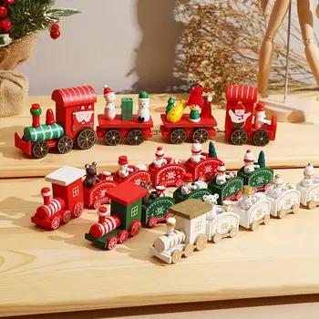 Mediniai Mažai Traukinio Kalėdų Papuošalų, Namų Dekoro Kalėdų, Laimingų Naujųjų Metų 2021 Kalėdų Papuošalai Vaikams Kalėdų Dovana