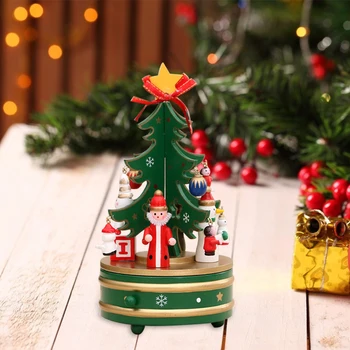 Kalėdų Eglutės Formos Pasukti Medienos Music Box Laikrodžio Dizaino Rankų Darbo Stalo Dekoratyviniai Papuošalai Vaikų Žaislas Dovana