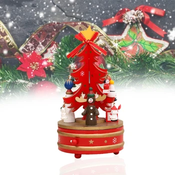 Kalėdų Eglutės Formos Pasukti Medienos Music Box Laikrodžio Dizaino Rankų Darbo Stalo Dekoratyviniai Papuošalai Vaikų Žaislas Dovana