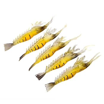 5vnt 9cm 4g Lauko Žvejybos Masalas Minkštas Modeliavimas Lengvas Krevetės Krevetės Masalas Įtartinas Kvapas Geltona