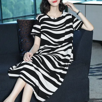 2020 metų Vasaros korėjos Versija, Naujas Dryžuotas Suknelė Zebra Suknelė Plus Size Moterys
