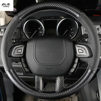 Nemokamas Pristatymas 1set Vertus siuvimo Anglies pluošto, odinis vairas apdailos dangtelis Land Rover Range Rover Evoque 2012-2016