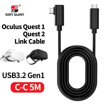 16FT/5M Oculus laisvų Rankų įranga, USB, C Kabelio PCVR už Quest 2 Nuorodos, Virtualios Realybės Tipas-C USB3.2 Gen1 Duomenų Perdavimo Spartusis Įkrovimas
