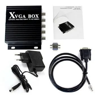 XVGA Lauke RGB RGBS RGBHV MDA CGA EGA VGA Pramonės Stebėti Vaizdo Keitiklis su MUMIS Plug Power Adapter Juodas