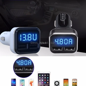 SIV 4.8 Dvigubas USB Automobilinis Įkroviklis Adapteris LED Ekranas, Greito Įkrovimo iPhone Samsung Whosale&Dropship