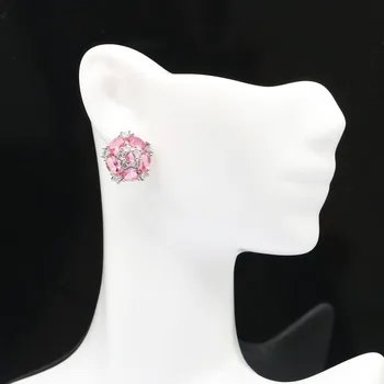 15X15mm Žvaigždė Forma Sukurta Pink Turmalinas Šviesus Cirkonis Moters Europos Kasdien Dėvėti Sidabro Auskarai