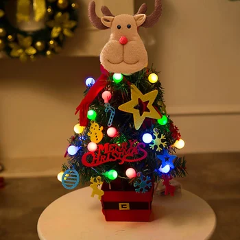 Kalėdinė Dekoracija Su Šviesos Dekoruoti Medžio Aukščio Animacinių filmų Dirbtinės Kalėdų Eglutės Su LED Baterijos Arba USB Valdomas