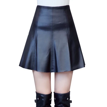 Ponia Pavasarį ir Rudenį naujas odinis sijonas trumpą dalį, Plonas plonas laukinių seksualus mados plisuotas sijonas, didelis sijonas TB190107
