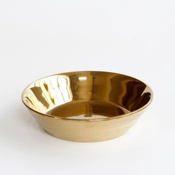 Paprasta, Europos stiliaus keraminiai stalo galvanizavimo aukso keramikos sriuba plokštės vaisių plokštė Vakarų stiliaus restoranas giliai plokštė