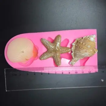 Silikono šokolado muilas 3D žvaigždė myli paplūdimys, shell pelėsių pyragas apdaila