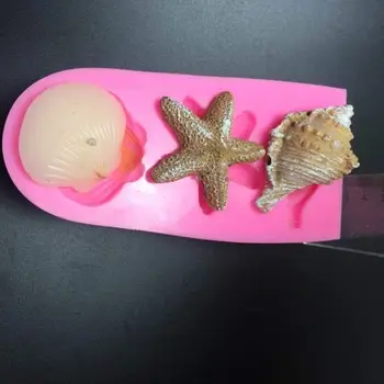 Silikono šokolado muilas 3D žvaigždė myli paplūdimys, shell pelėsių pyragas apdaila