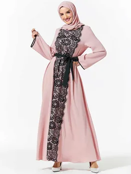 Elegantiškas Musulmonų Siuvinėjimo Nėrinių Abaja Maxi Suknelė, Hijab Megztinis Kimono Ilgas Chalatas, Chalatai Artimųjų Rytų Eid Ramadanas Islamo Elbise