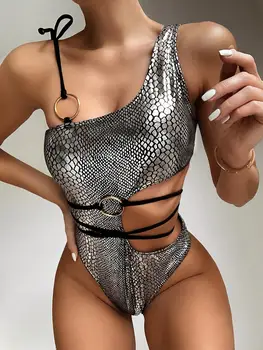 2020 Gyvatė modelio Maudymosi kostiumėlius Moterims Seksualus tuščiaviduriai vientisi maudymosi kostiumėlį Monokini Badpak dames Mujer banador Trikini Maio Biquini Bikini