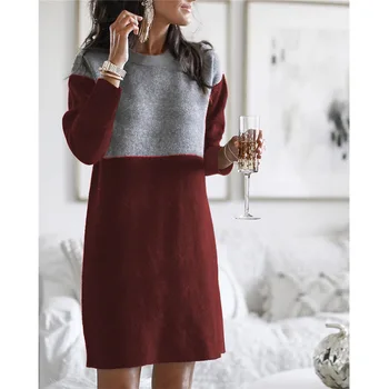 Naujas ilgomis rankovėmis megzti mini moters suknelė atsitiktinis Kratinys Rudens Žiemos Plius dydis korėjos suknelės moterims 2020 harajuku drabužiai