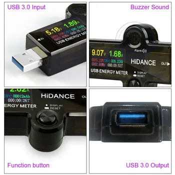 USB 3.0 TFT 13in1 USB testeris APP dc digital voltmeter ammeter voltimetro galia banko įtampos detektorius voltų elektros skaitiklis gydytojas