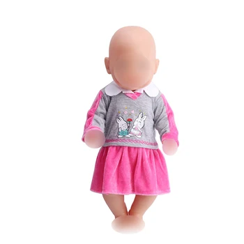 43 cm kūdikių lėlės suknelė naujagimių Triušis spausdinti suknelė žaislai Violetinis sijonas tinka American 18 colių Mergaičių lėlės a13