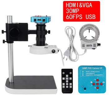 Naujas 1080P HDMI VGA Skaitmeninis Mikroskopas Elektroninių Litavimo 130X Mikroskopo vaizdo Kamera USB LED Šviesos Žiedas Profesinę Remontas