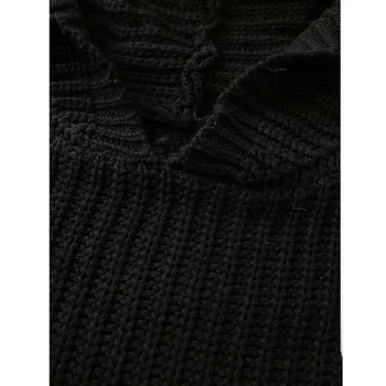 Juodos spalvos su Gobtuvu Prarasti Kutais Moterų Megztinis Aukštu Juosmeniu Pasėlių Viršuje korėjos Mados Puloveris Prašmatnus Moterų Megztinis Viršūnės