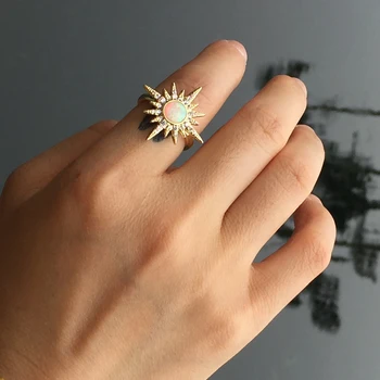 Sparkly Japonijos Opalas Žiedai Elegantiškas Star, Cirkonio Kristalų Asfaltuotas Gamtos Mėlyna Druzy Žiedas Brangakmenių Drusy Moterų Žiedas Dropshipping