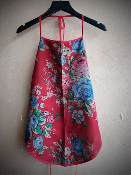 Originalus retro universalus pilvo maišelį moterų prarasti vasaros spausdinti nėrinių viršų kaklo liemenė