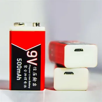 9V 1000mAh Lipo USB 500mah Baterija Įkraunama Micro USB 9V Lipo Baterijas mikrofonas, Gitara EQ Dūmų Signalizacijos RC Žaislo Ląstelių