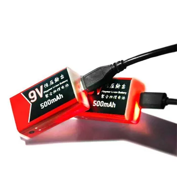 9V 1000mAh Lipo USB 500mah Baterija Įkraunama Micro USB 9V Lipo Baterijas mikrofonas, Gitara EQ Dūmų Signalizacijos RC Žaislo Ląstelių