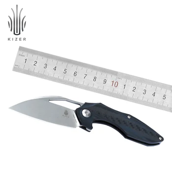 Kizer sulankstomas peilis Minitherium KI3502 išgyvenimo peilis anglies pluošto rankena mini peiliukas medžioklės kempingas įrankių