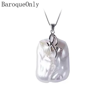 BaroqueOnly Natūralūs Gėlo vandens Baroko Perlas Karoliai Pakabukas,18-23 mm, 925 Sterlingas Sidabro Pakabukas Perlų Papuošalai Moterims