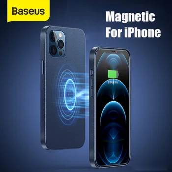 Baseus Magnetinio Odinis dėklas iPhone 12 Pro Max Telefono Dangtelį Telefono Atgal Atveju, Originalus iPhone Atveju Visiškai Padengti Paprasta
