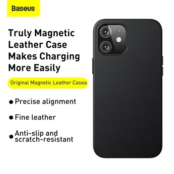 Baseus Magnetinio Odinis dėklas iPhone 12 Pro Max Telefono Dangtelį Telefono Atgal Atveju, Originalus iPhone Atveju Visiškai Padengti Paprasta