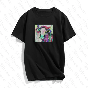 Šiuolaikinio Abstraktaus Aliejaus Tapybai Karvė Moterų Marškinėlius Estetinės Punk Harajuku Gotikos Medvilnės Trumpomis Rankovėmis Plius Dydis Drabužių Streetwear