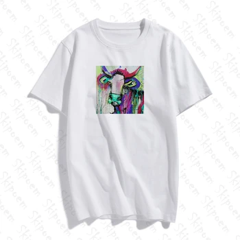 Šiuolaikinio Abstraktaus Aliejaus Tapybai Karvė Moterų Marškinėlius Estetinės Punk Harajuku Gotikos Medvilnės Trumpomis Rankovėmis Plius Dydis Drabužių Streetwear